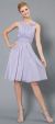Empire Cut Shirred Knee Length Bridesmaid Party Dress in Lilac